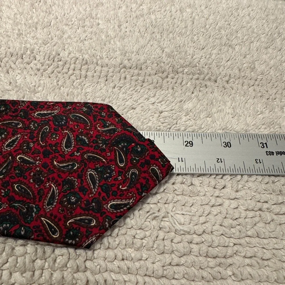 Angadi Tie Red Paisley 100% Silk Floral Grunge Necktie Vintage Casual Burgundy‎